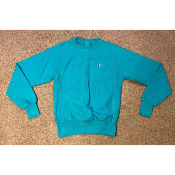 Champion Reverse Weave Crewneck Pullover Sweatshirt Size XS Teal - Picture 1 of 6